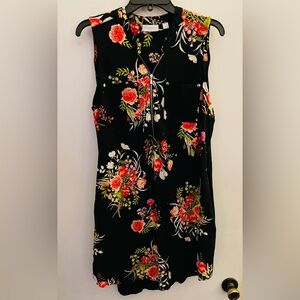 NY and Co black with flowers mini dress